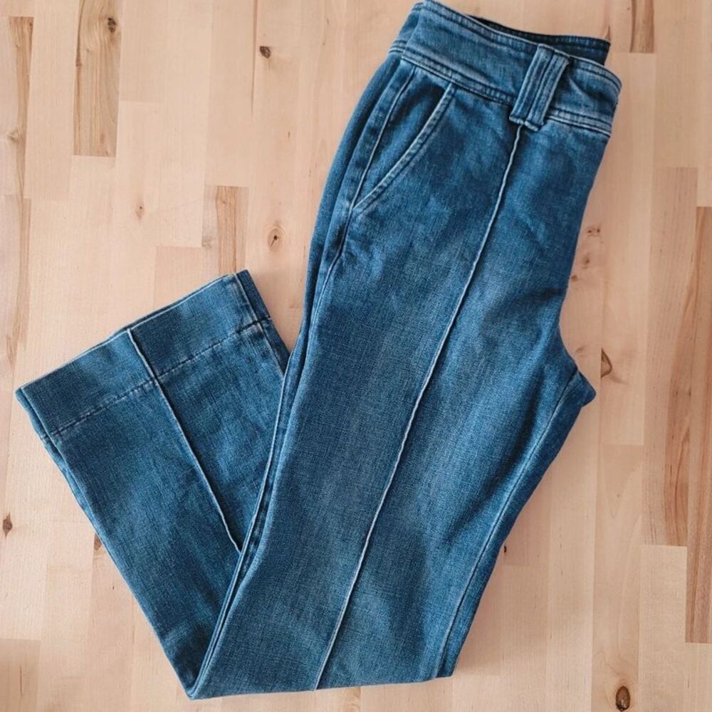 Talbots Flare Leg Pintuck Jeans 2P Petite Retro Sailor Coastal